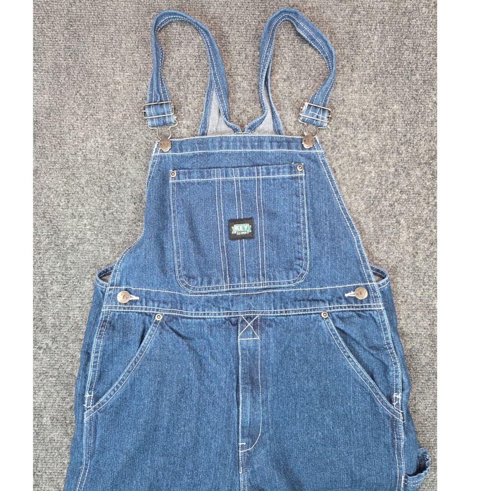 Key Industries Denim Bib Overalls Womens 18 Dark Wash Cotton Workwear Dungarees